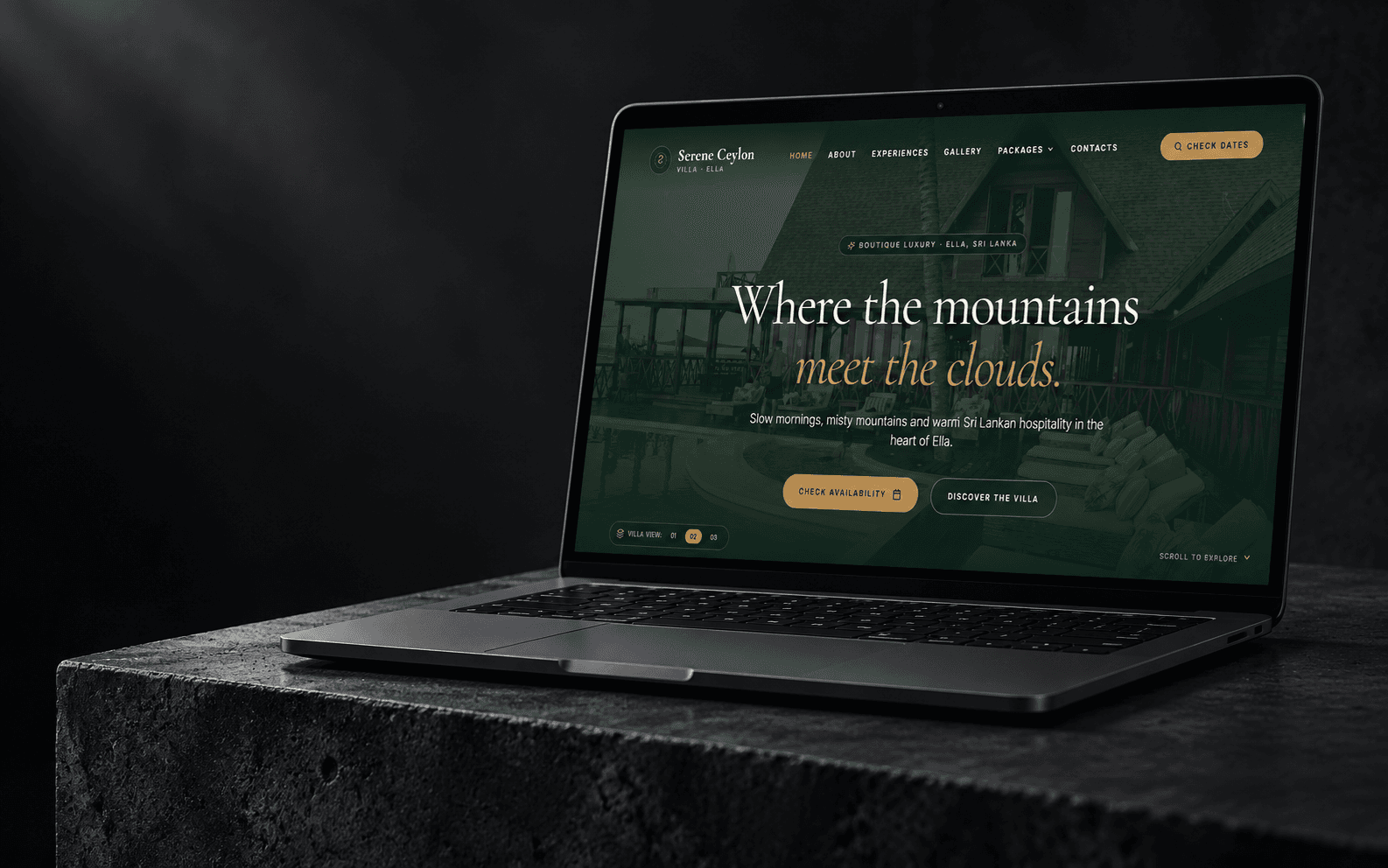 Serene Ceylon website laptop mockup